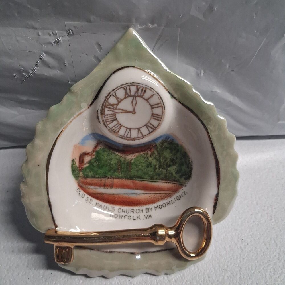 Antique Porcelain Souvenir Old St Pauls Church By Moonlight Norfolk Va...